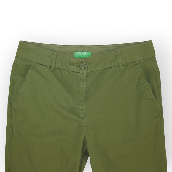 sz 6 ~ 42 Benetton Olive Washed Twill Stretch Cotton Chino Ankle - Picture 14 of 14
